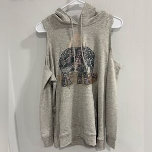 Rebellious One Gray Elephant Cutout Hoodie